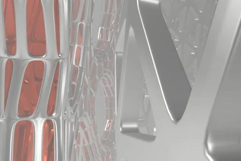Abstract 3d rendering concept of high poly architecture with steel and glass 스톡 일러스트