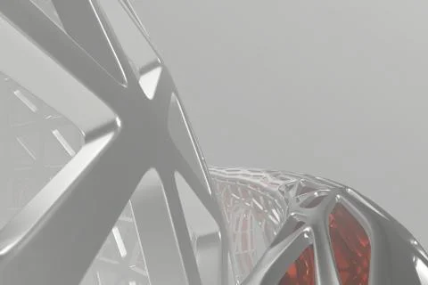 Abstract 3d rendering concept of high poly architecture with steel and glass Stock Illustration