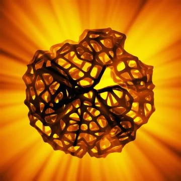 Abstract 3d rendering concept of high poly sphere with chaotic mesh grid Stock Illustration