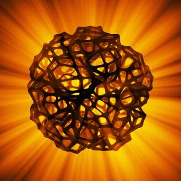 Abstract 3d rendering concept of high poly sphere with chaotic mesh grid Stock Illustration