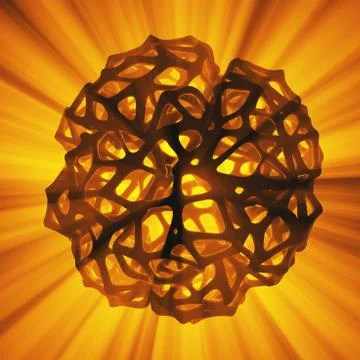 Abstract 3d rendering concept of high poly sphere with chaotic mesh grid Stock Illustration