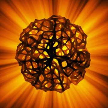 Abstract 3d rendering concept of high poly sphere with chaotic mesh grid Stock Illustration