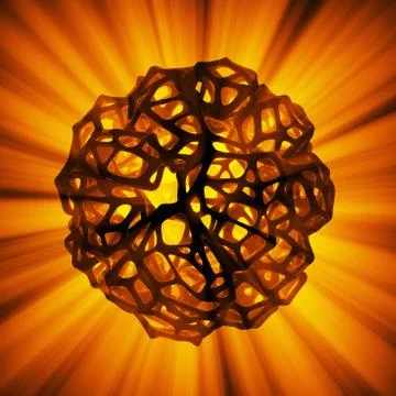 Abstract 3d rendering concept of high poly sphere with chaotic mesh grid Illustrazione stock