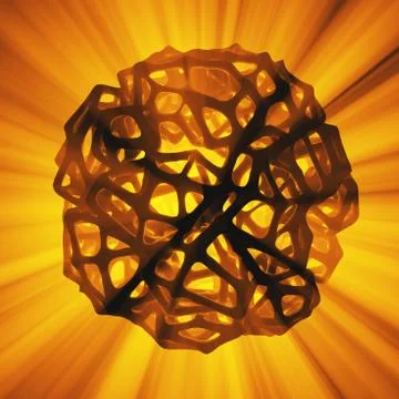 Abstract 3d rendering concept of high poly sphere with chaotic mesh grid Stock Illustration
