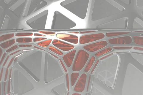 Abstract 3d rendering concept of high poly architecture with steel and glass Stock Illustration