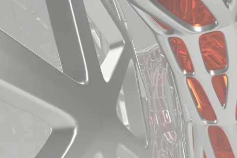 Abstract 3d rendering concept of high poly architecture with steel and glass Illustrazione stock