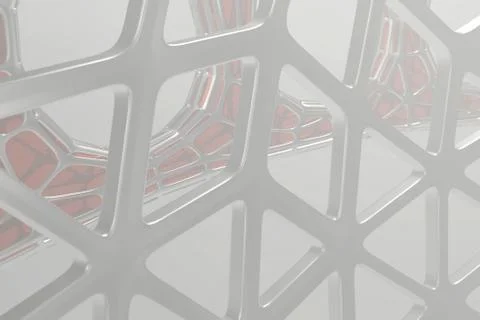 Abstract 3d rendering concept of high poly architecture with steel and glass Stock Illustration