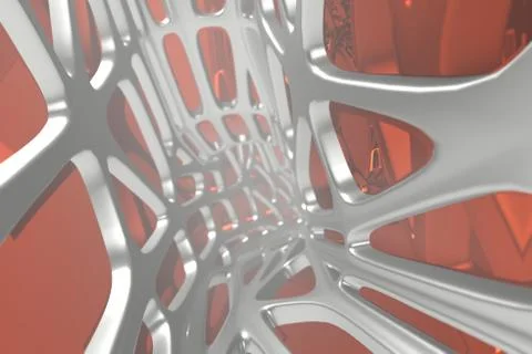 Abstract 3d rendering concept of high poly architecture with steel and glass 스톡 일러스트