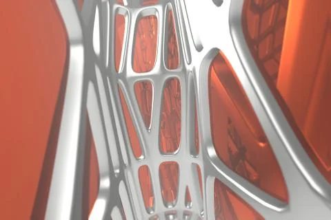 Abstract 3d rendering concept of high poly architecture with steel and glass Stock Illustration