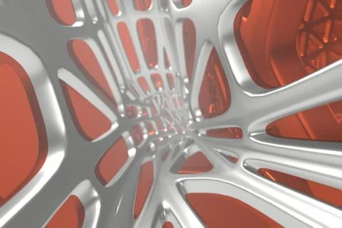 Abstract 3d rendering concept of high poly architecture with steel and glass Stock Illustration