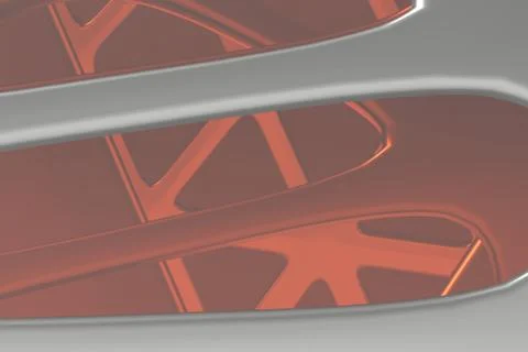 Abstract 3d rendering concept of high poly architecture with steel and glass Illustrazione stock