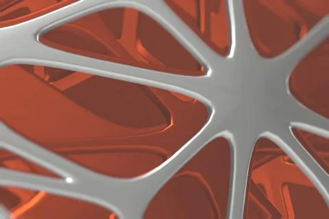 Abstract 3d rendering concept of high poly architecture with steel and glass Illustrazione stock