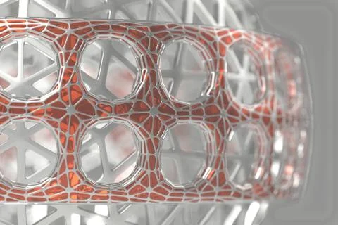Abstract 3d rendering concept of high poly architecture with steel and glass Stock Illustration