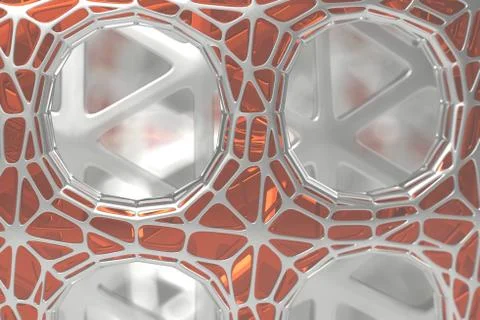 Abstract 3d rendering concept of high poly architecture with steel and glass Stock Illustration