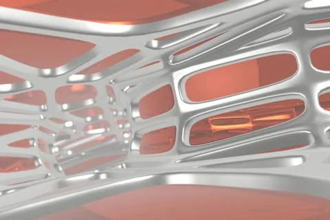 Abstract 3d rendering concept of high poly architecture with steel and glass 스톡 일러스트