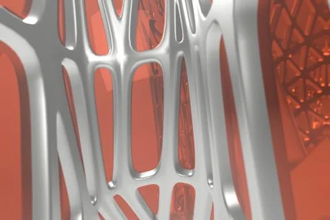 Abstract 3d rendering concept of high poly architecture with steel and glass Stock Illustration