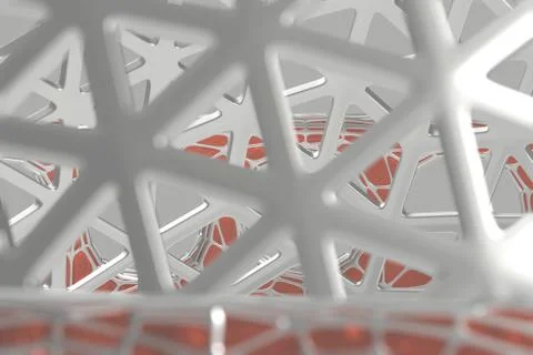 Abstract 3d rendering concept of high poly architecture with steel and glass 库存插图