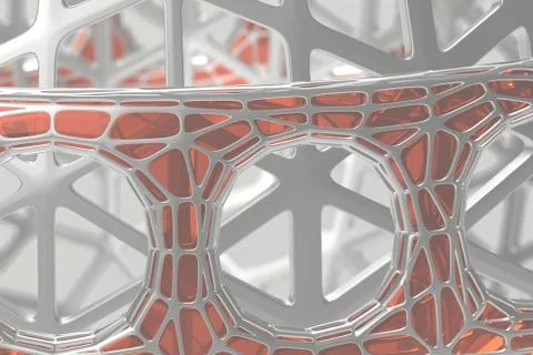 Abstract 3d rendering concept of high poly architecture with steel and glass 스톡 일러스트