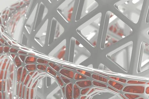 Abstract 3d rendering concept of high poly architecture with steel and glass Stock Illustration