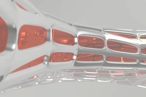 Abstract 3d rendering concept of high poly architecture with steel and glass Stock Illustration