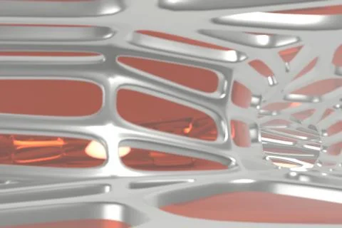 Abstract 3d rendering concept of high poly architecture with steel and glass Stock Illustration