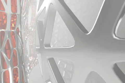 Abstract 3d rendering concept of high poly architecture with steel and glass Stock Illustration