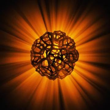 Abstract 3d rendering concept of high poly sphere with chaotic mesh grid Illustrazione stock