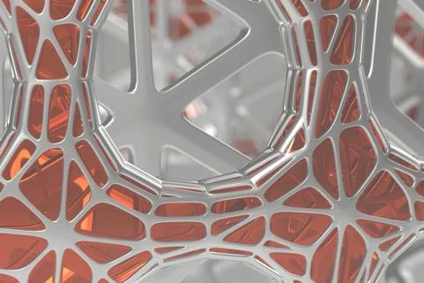 Abstract 3d rendering concept of high poly architecture with steel and glass Stock Illustration