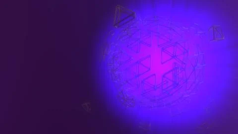 Abstract 3d rendering concept of high poly sphere with chaotic mesh grid Stock Illustration