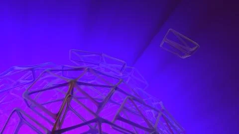 Abstract 3d rendering concept of high poly sphere with chaotic mesh grid Illustrazione stock