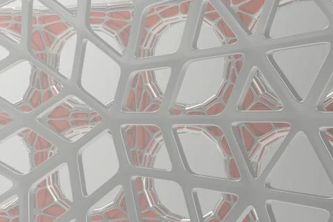 Abstract 3d rendering concept of high poly architecture with steel and glass Stock Illustration