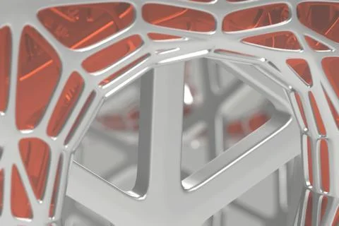 Abstract 3d rendering concept of high poly architecture with steel and glass Stock Illustration