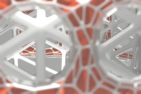 Abstract 3d rendering concept of high poly architecture with steel and glass Stock Illustration