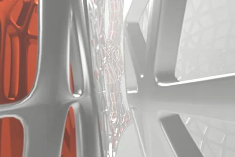Abstract 3d rendering concept of high poly architecture with steel and glass Stock Illustration