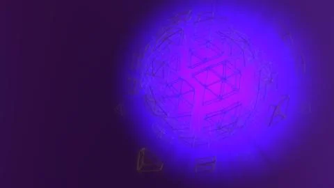 Abstract 3d rendering concept of high poly sphere with chaotic mesh grid 스톡 일러스트