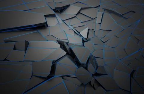 Abstract 3D Rendering of Cracked Surface. Stock Illustration