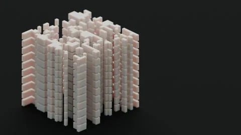 Abstract 3d rendering of cube. Sci fi structures Illustrazione stock