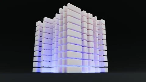 Abstract 3d rendering of cube. Sci fi structures Illustrazione stock