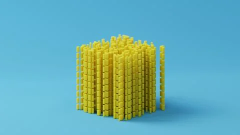 Abstract 3d rendering of cube. Sci fi structures Illustrazione stock