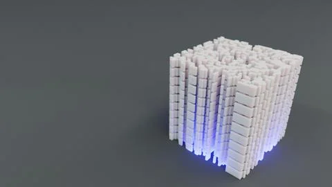 Abstract 3d rendering of cube. Sci fi structures Illustrazione stock