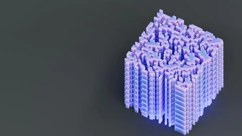Abstract 3d rendering of cube. Sci fi structures Illustrazione stock