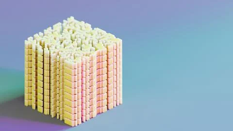 Abstract 3d rendering of cube. Sci fi structures Illustrazione stock