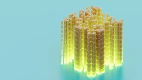 Abstract 3d rendering of cube. Sci fi structures Illustrazione stock