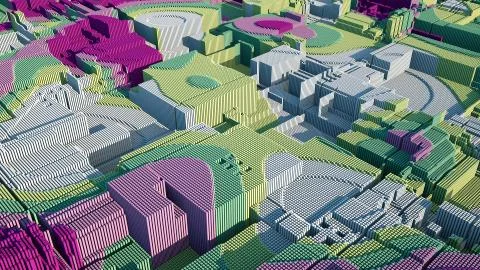 Abstract 3D Rendering of Cubes 27. Geometric Backgrounds, Stock Illustration