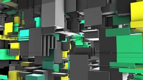 Abstract 3D rendering cubes and electronic shapes. Stock Illustration