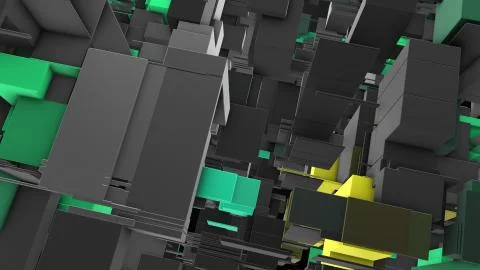 Abstract 3D rendering cubes and electronic shapes. Stock Illustration