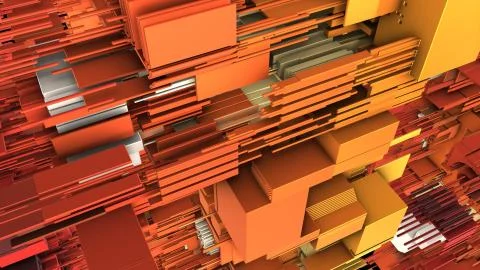 Abstract 3D rendering cubes and electronic shapes. Stock Illustration