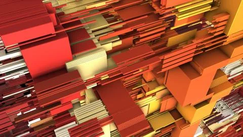 Abstract 3D rendering cubes and electronic shapes. Stock Illustration