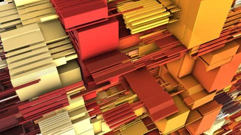 Abstract 3D rendering cubes and electronic shapes. Stock Illustration