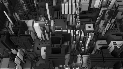 Abstract 3D rendering cubes and electronic shapes. Stock Illustration